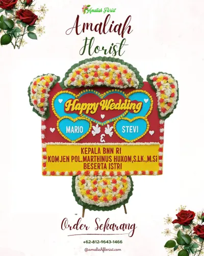 Karangan Papan Bunga Pernikahan di Pagar Dewa